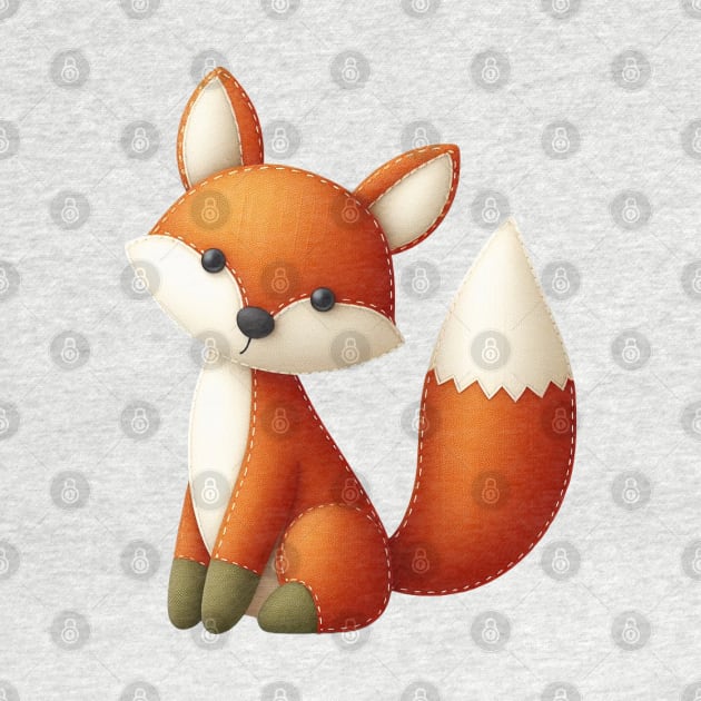 A cute fox in the style of a stitched toy by The Artful Barker